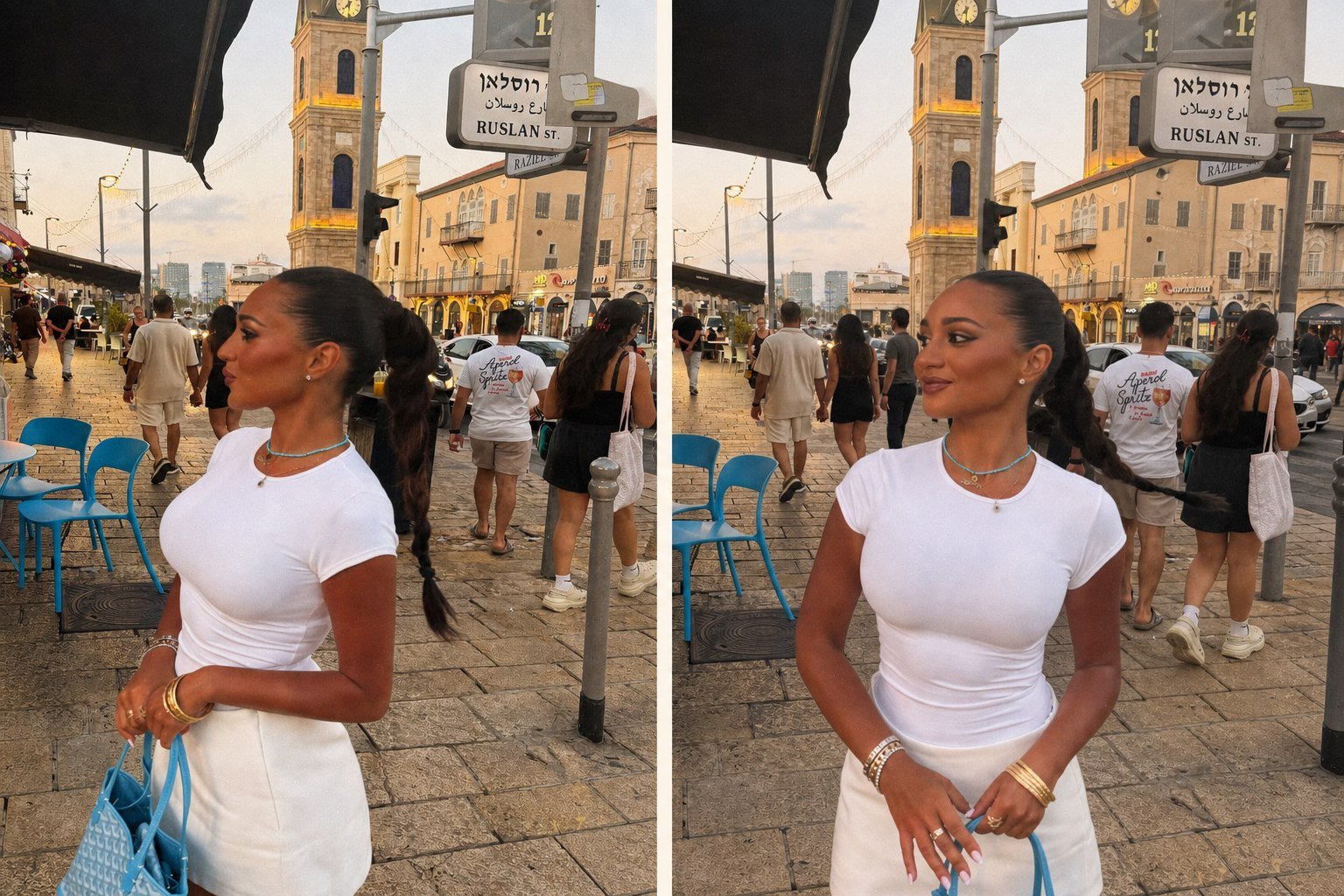 Two portraits of Yzabella on Ruslan Street in Jaffa